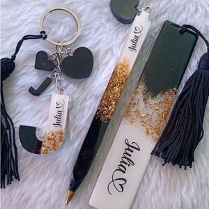 Personalized Black and Gold Stationery Set